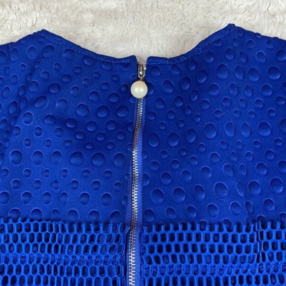 Cobalt blue mesh and bubble fit and flare scuba dress, size 1 - Picture 8 of 13